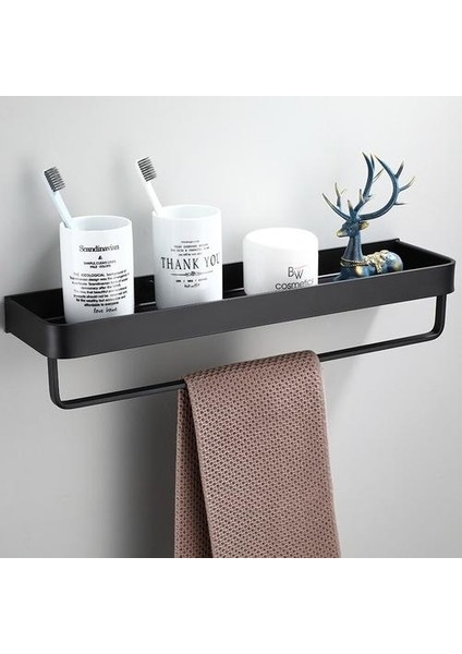 Banyo Rafları Siyah Banyo Duş Raf Alüminyum Duvara Monte Banyo Köşe Raf Havlu Askı Kanca Şampuan Tutucu ile | Banyo Rafları (Yurt Dışından) fiyatları