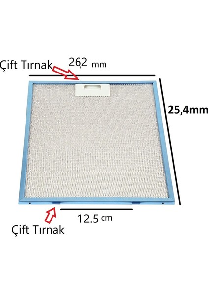 Silverline Esty 2240 60CM Davlumbaz Filtresi 2238 2241 2250 Uyumlu modelleri
