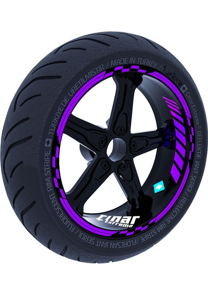 Patlıcan Moru Moto Gp Iç Dış Jant Şeridi Takım Sticker Çınar Extreme