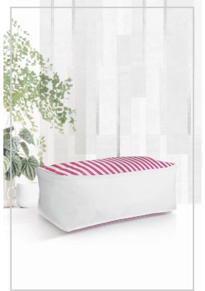 Baza Altı Düzenleyici Küçük Boy Hurç Pembe Çizgili 50x25x20 Cm