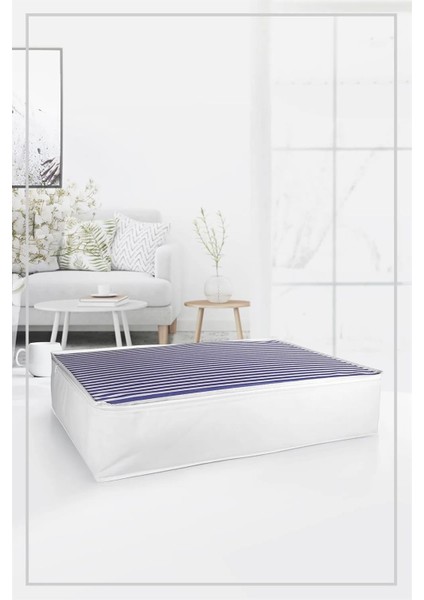 3'lü Set Baza Altı Düzenleyici Büyük Boy Hurç Lacivert Çizgili 70X50X25 cm fiyatları