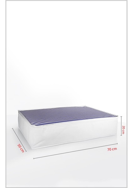 3'lü Set Baza Altı Düzenleyici Büyük Boy Hurç Lacivert Çizgili 70X50X25 cm modelleri