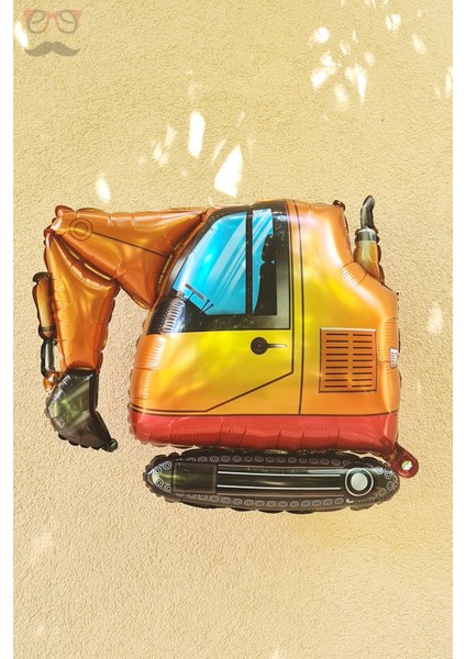 Ekskavatör Kepçe Folyo Balon Iş Makineleri Inşaat Konsept Doğum Günü Balonu