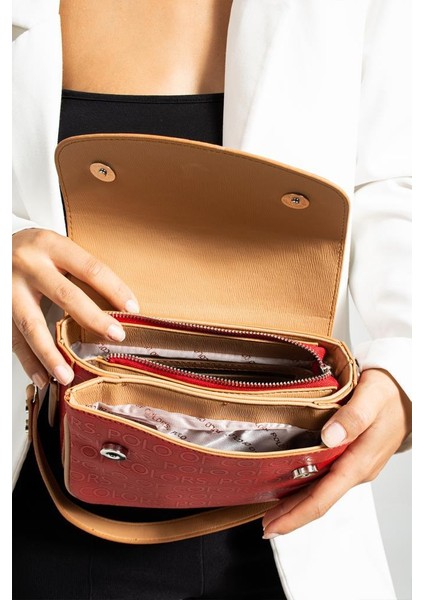 Impolo Pamela Kırmızıtabagofraj Baskı Kadın Omuz ve Çapraz Çanta 18X21 Ebatında modelleri