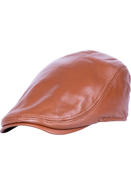 Leather | Erkek Deri Kasket Arakadan Lastikli Kasket Şapka