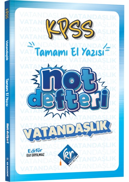 Kr Akademi Yayınları KPSS Vatandaşlık Konu Anlatımlı Not Defteri