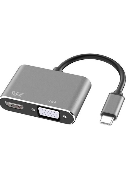 USB Type C To HDMI VGA 3.1 4K Çevirici Dönüştürücü Adaptör