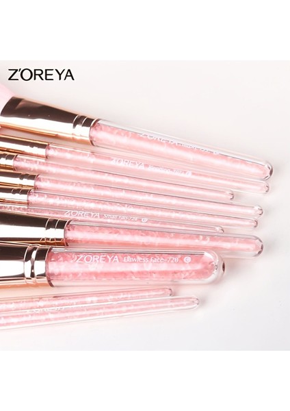10 Lu Süper Yumuşak Kristal Makyaj Fırça Seti + Fermuarlı Pembe Çanta fırsatları