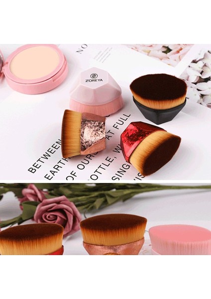 Kabuki Pembe Altıgen Vücut Kremi Makyaj Yüz Allık Sıvı Toz Fondöten Fırçası modelleri