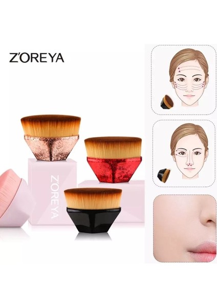 Kabuki Pembe Altıgen Vücut Kremi Makyaj Yüz Allık Sıvı Toz Fondöten Fırçası fırsatları