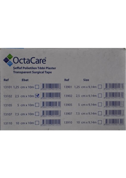 Octacare Şeffaf Flaster 2,5 cm x 10 M - 12 Adet