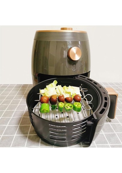 Airfryer Izgara Teli, Universal Boyutta, Çelik Tel, Izgara Şiş ve Ekmek Kızartma Rafı Seti