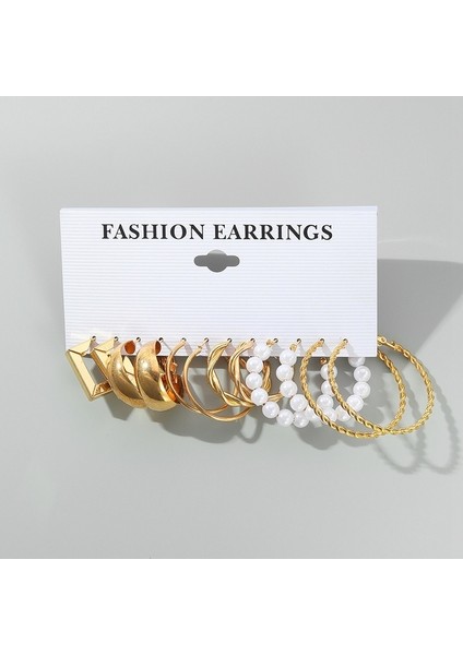 IPA236-15948 Iparam Moda Abartılı Altın Renk Metal Inci Küpeler Kadınlar Için Geometrik Bükülmüş Vintage Hoop Earrigns Takı Hediyeler (Yurt Dışından)