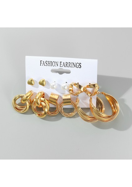 IPA236-15948 Iparam Moda Abartılı Altın Renk Metal Inci Küpeler Kadınlar Için Geometrik Bükülmüş Vintage Hoop Earrigns Takı Hediyeler (Yurt Dışından) indirimleri