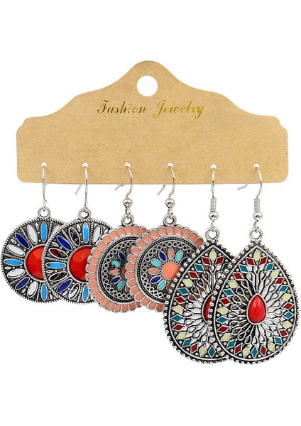 20936-1 Vintage Büyük Yuvarlak Renkli Boncuklu Küpe Seti Kadınlar Için Etnik Boho Püskül Tüy Uzun Dreamcatcher Damla Küpe Takı (Yurt Dışından)