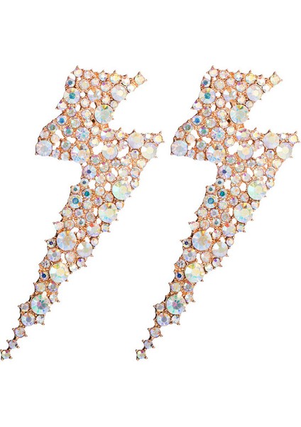 EH10901JS 2022 Trendy Abartılı Metal Taklidi Yıldırım Saplama Küpe Kadınlar Için Basit Avrupa Tarzı Geometrik Küpe Parti Takı (Yurt Dışından)