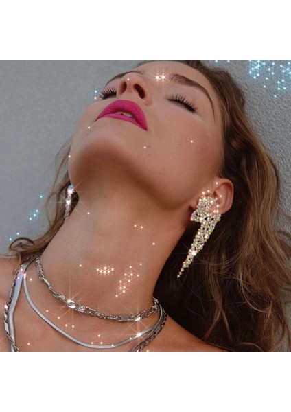 EH10901JS 2022 Trendy Abartılı Metal Taklidi Yıldırım Saplama Küpe Kadınlar Için Basit Avrupa Tarzı Geometrik Küpe Parti Takı (Yurt Dışından) fiyatları