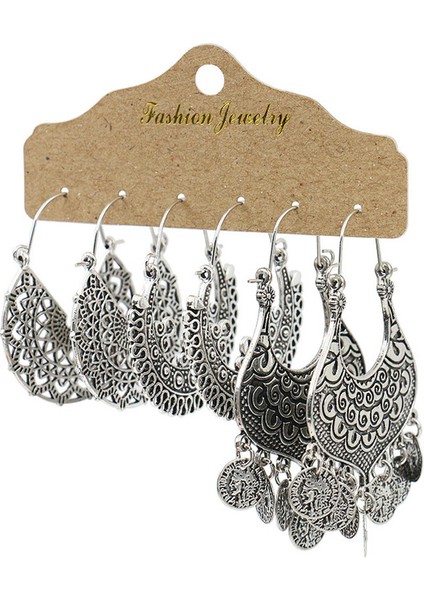 20908-9 Vintage Büyük Yuvarlak Renkli Boncuklu Küpe Seti Kadınlar Için Etnik Boho Püskül Tüy Uzun Dreamcatcher Damla Küpe Takı (Yurt Dışından)