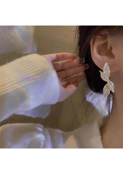 ED254 Moda Yaprak Uzun Kristal Yaprak Damla Küpe Kadınlar Için Romantik Sevgililer Günü Yıldönümü Hediye Gelin Düğün Parti Takı (Yurt Dışından) fırsatları
