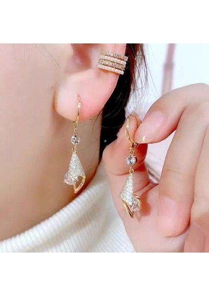 ED384 Yeni Üç Boyutlu Tam Taklidi Altın Küpe Kadın Lüks Kişilik Moda Küpe Düğün Takı Doğum Günü Hediyeleri (Yurt Dışından)
