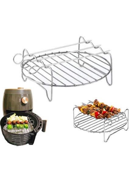 Airfryer Şiş Izgarası Xiaomi 3.5 Lt ve Philips 4.1 Lt Uyumlu Hava Fritözü Şiş Izgarası 18 cm