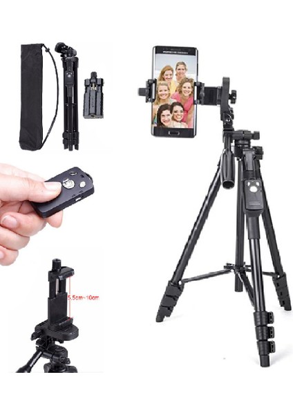 Profesyonel Fotoğraf Video Çekimi Tiktok Yayın Tripod Telefon Tutucu 120 cm Bluetooth Kumandalı