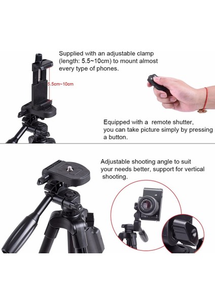 Profesyonel Fotoğraf Video Çekimi Tiktok Yayın Tripod Telefon Tutucu 120 cm Bluetooth Kumandalı