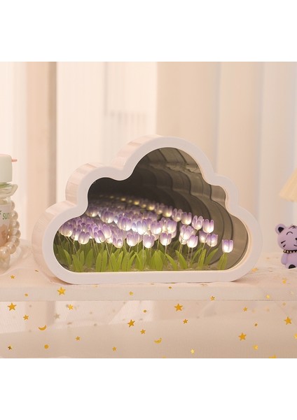 16 Çiçek, Bulutlar, Laleler, Gece Lambası, Ayna Atmosfer Işığı, Masaüstü Dekorasyonu (Yurt Dışından)