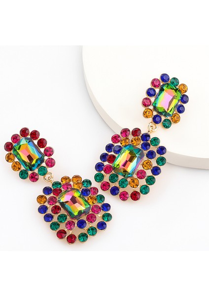 EH13883CS Jıjıawenhua Yeni Trend Köpüklü Büyük Rhinestone Kolye Kadın Küpe Akşam Yemeği Takı Bildirimi Moda Aksesuarları (Yurt Dışından)