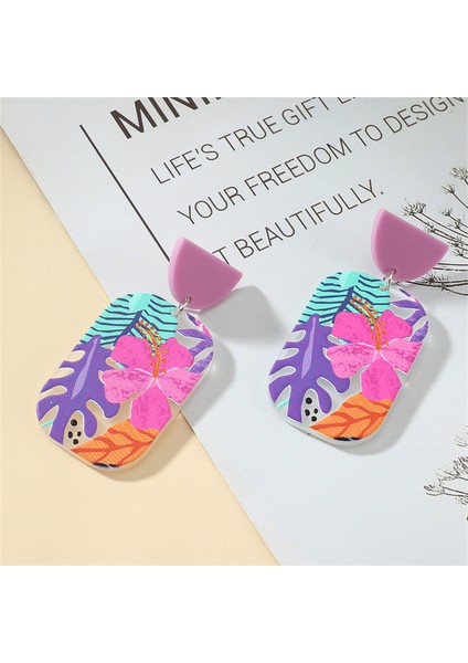 Stil 28 Yeni Desen Küpe Yeni Retro Flowercontrast Renk Kare Küpe Akrilik Basit Şeker Renk Küpe Pendientes Piercing (Yurt Dışından) modelleri