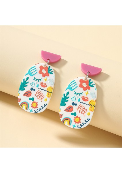 Stil 28 Yeni Desen Küpe Yeni Retro Flowercontrast Renk Kare Küpe Akrilik Basit Şeker Renk Küpe Pendientes Piercing (Yurt Dışından) indirimleri
