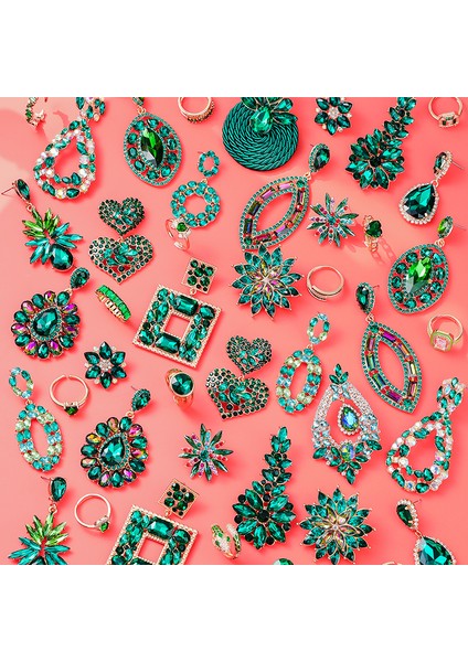 EH14546LVS Yeni Koleksiyon Yeşil Rhinestone Sarkan Kadınlar Için Küpe Akşam Yemeği Düğün Aksesuarları Moda Lüks Bildirimi Takı (Yurt Dışından) fiyatları
