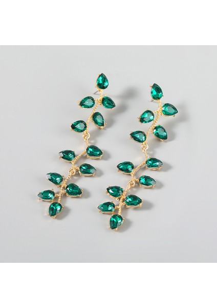EH14546LVS Yeni Koleksiyon Yeşil Rhinestone Sarkan Kadınlar Için Küpe Akşam Yemeği Düğün Aksesuarları Moda Lüks Bildirimi Takı (Yurt Dışından) fırsatları