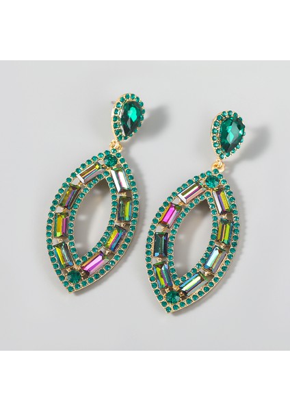 EH14546LVS Yeni Koleksiyon Yeşil Rhinestone Sarkan Kadınlar Için Küpe Akşam Yemeği Düğün Aksesuarları Moda Lüks Bildirimi Takı (Yurt Dışından) indirimleri
