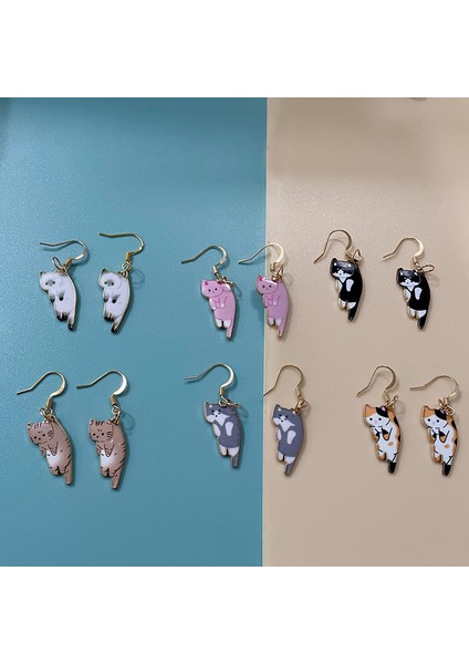 Stil 10 Trendy Sevimli Yavru Kedi Kulak Kancası Karikatür Kız Çiçek Kedi Küpe Tatlı ve Taze Doku Küpe Pendientes Pendientes Colgantes (Yurt Dışından)