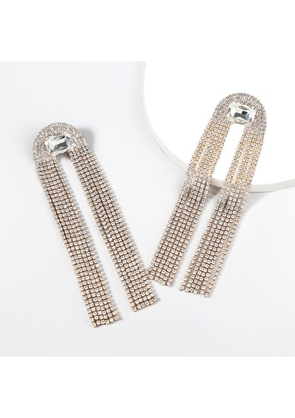 EH15709JS Yeni Rhinestone Uzun Püskül Küpe Dökümlü Kadın Küpe Akşam Yemeği Parti Düğün Aksesuarları Moda Küpe Lüks Takı (Yurt Dışından)