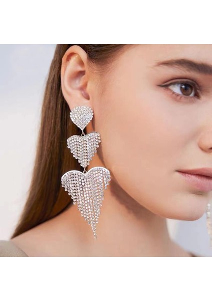 EH15709JS Yeni Rhinestone Uzun Püskül Küpe Dökümlü Kadın Küpe Akşam Yemeği Parti Düğün Aksesuarları Moda Küpe Lüks Takı (Yurt Dışından) modelleri