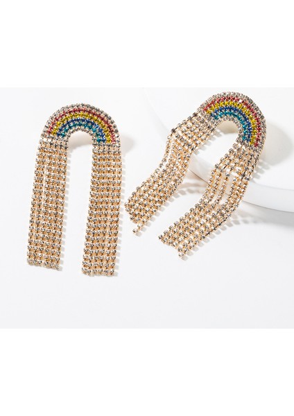 EH10531 Yeni Rhinestone Uzun Püskül Küpe Dökümlü Kadın Küpe Akşam Yemeği Parti Düğün Aksesuarları Moda Küpe Lüks Takı (Yurt Dışından)