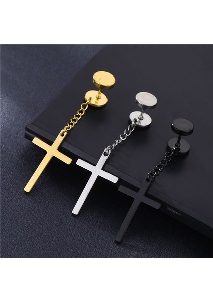 1pc-P Unisex Paslanmaz Çelik Punk Siyah Damla Küpe Adam Geometrik Gotik Çapraz Kafatası Tüy Hip Hop Parti Çoklu Küpe Hediyeler (Yurt Dışından)