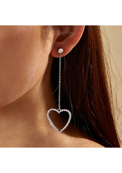 Gümüş Basit Tasarım Gümüş Renk Hollow Kalp Damla Küpe Kadınlar Için Kolye Kız Trend Moda Hediye Pendientes Largos Mujer (Yurt Dışından) fiyatları