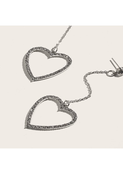 Gümüş Basit Tasarım Gümüş Renk Hollow Kalp Damla Küpe Kadınlar Için Kolye Kız Trend Moda Hediye Pendientes Largos Mujer (Yurt Dışından) indirimleri