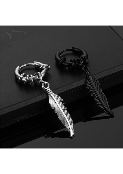 1pc-X Unisex Paslanmaz Çelik Punk Siyah Damla Küpe Adam Geometrik Gotik Çapraz Kafatası Tüy Hip Hop Parti Çoklu Küpe Hediyeler (Yurt Dışından)