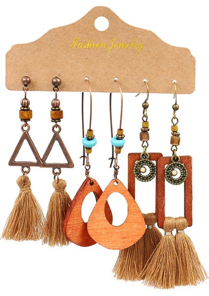 20908-19 Vintage Büyük Yuvarlak Renkli Boncuklu Küpe Seti Kadınlar Için Etnik Boho Püskül Tüy Uzun Dreamcatcher Damla Küpe Takı (Yurt Dışından)