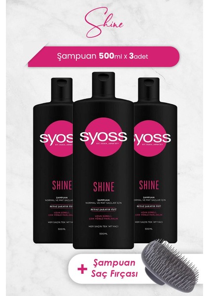 Şampuan Shine 500 ml x 3 Adet ve Şampuan Fırçası
