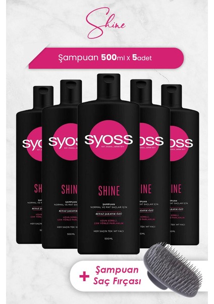 Şampuan Shine 500 ml x 5 Adet ve Şampuan Fırçası