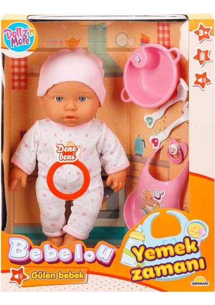 Dollz'n More Bebelou Yemek Zamanı Sesli Bebek Seti 35 Cm. - Pembe