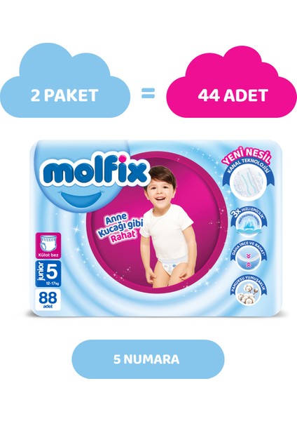 Pants Bebek Bezi 5 Beden Junior Aylık AvantajPaketi 88 Adet