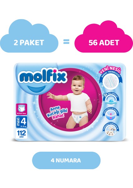 Pants Bebek Bezi 4 Beden Maxi Aylık AvantajPaketi 112 Adet