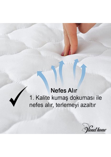 Vionel Home %100 Pamuk Kapitone, Full Kenar Fitted, Su & Sıvı Geçirmez Bebek, Kreş Anaokulu Alezi ve Çocuk Yatak Koruyucu Alez 70 x 120