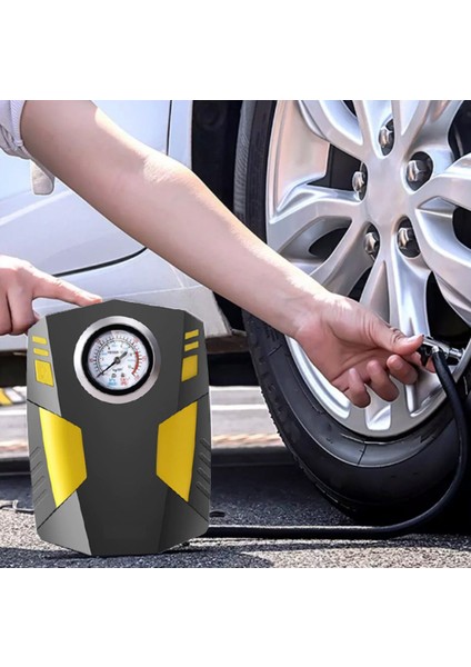 12V Fenerli Kompresör Araç Lastik Şişirme Pompası Araba Bisiklet Motor Için Taşınabilir Göstergeli